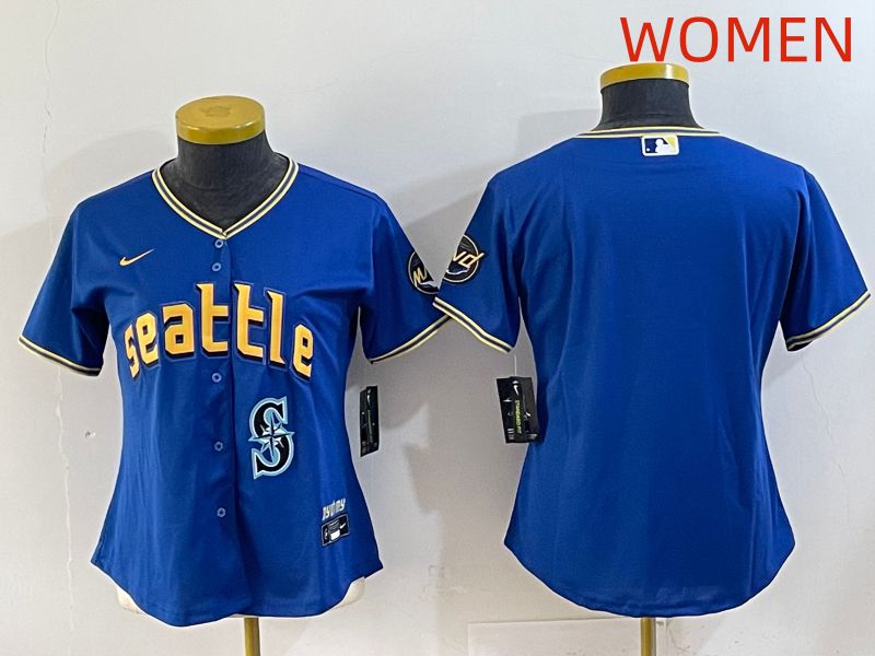 Women 2025 Seattle Mariners Blank Blue City Edition Nike MLB Jersey style 5->women mlb jersey->Women Jersey